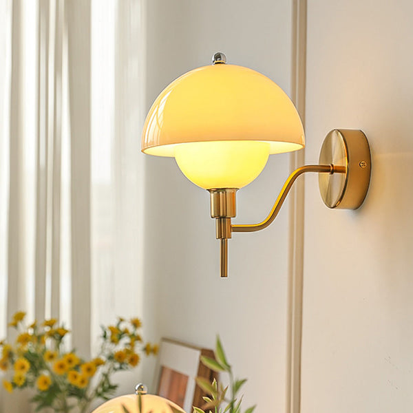 Mushroom Glow Wall Light – Organic Glass Sconce | Nordic Cream Accent Lighting