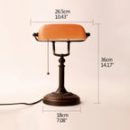 Vintage Amber Glass Table Lamp – Retro E26 Desk Light | Warm Ambient Lighting | Timeless Banker-Style Design