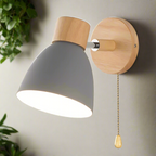Jandiel Nordic Wall Light – Wooden Pull-Chain Sconce | Modern Scandinavian Accent Lighting