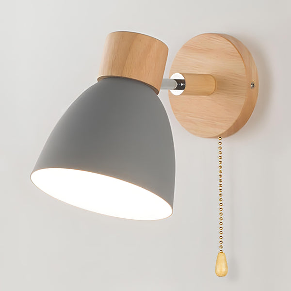 Jandiel Nordic Wall Light – Wooden Pull-Chain Sconce | Modern Scandinavian Accent Lighting