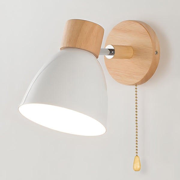 Jandiel Nordic Wall Light – Wooden Pull-Chain Sconce | Modern Scandinavian Accent Lighting