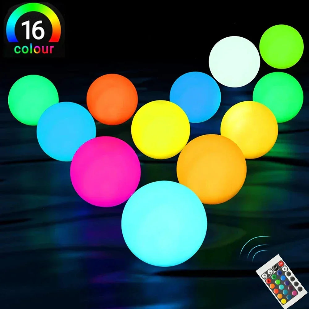 AquaSphere RGB Floating Pool Lights – Waterproof LED Glow Balls with Remote Control | Colour-Changing Pool & Garden Lighting