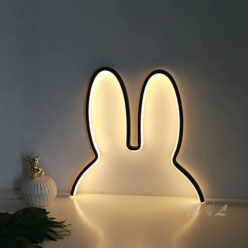 LumiHase LED Night Light – USB Wall Lamp with Bunny Ear Design