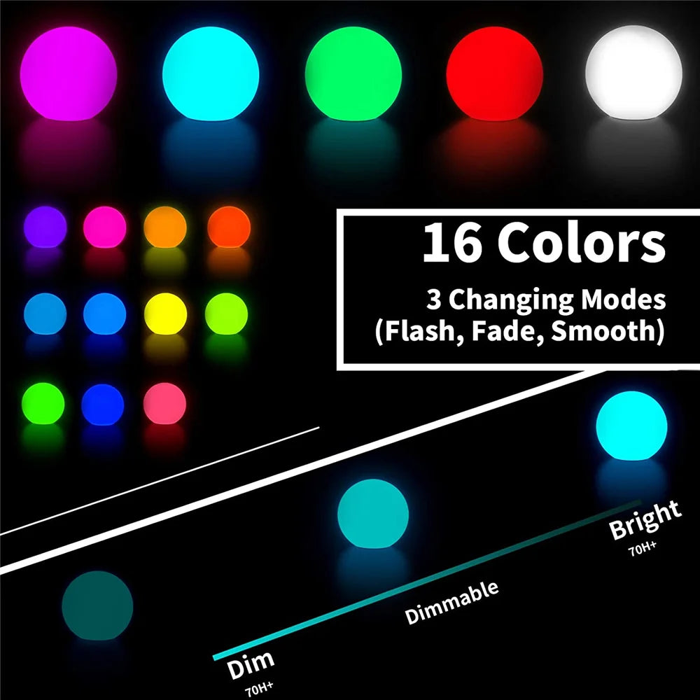 AquaSphere RGB Floating Pool Lights – Waterproof LED Glow Balls with Remote Control | Colour-Changing Pool & Garden Lighting