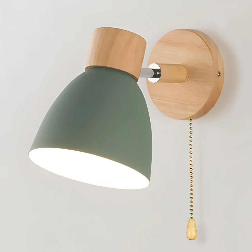 Jandiel Nordic Wall Light – Wooden Pull-Chain Sconce | Modern Scandinavian Accent Lighting
