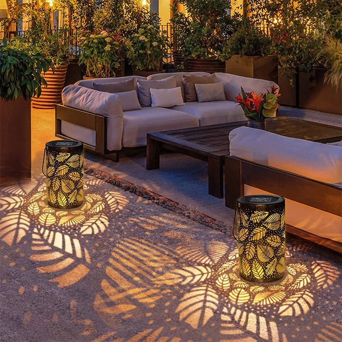 Luminous Leaf Lantern – Decorative Outdoor Lantern with Tropical Leaf Design
