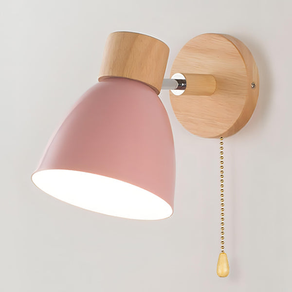 Jandiel Nordic Wall Light – Wooden Pull-Chain Sconce | Modern Scandinavian Accent Lighting