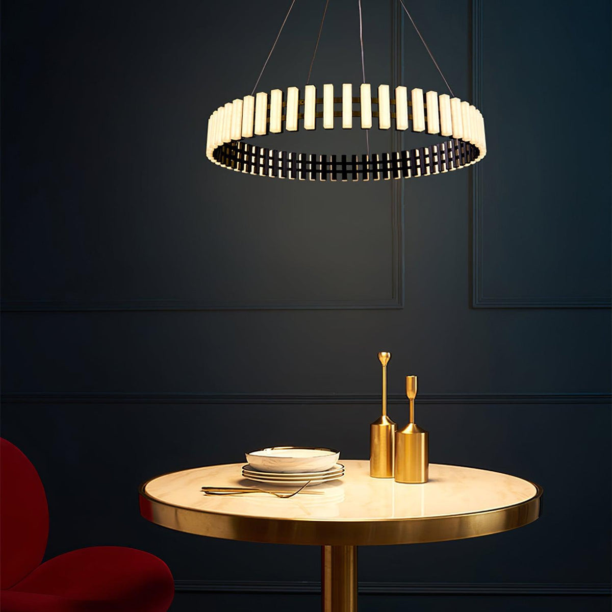 Carousel Pendant Chandelier – Modern Ring LED Suspension Light | Elegant Statement Lighting