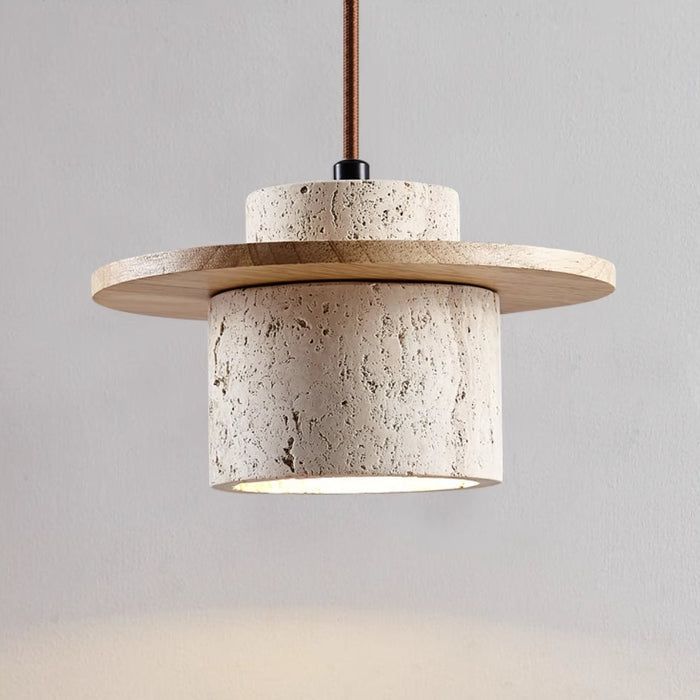 Travora Stone Pendant Light – Natural Travertine Hanging Lamp | Wabi-Sabi Ceiling Lighting for Refined Interiors