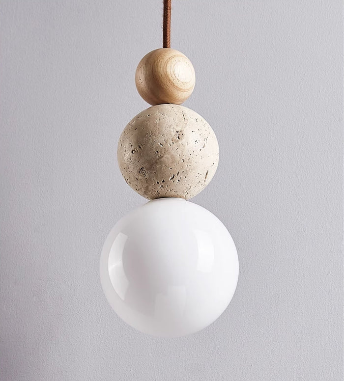 Travertine Stone Pendant Light – Natural Lava Rock Hanging Lamp | Modern Rustic Interior Lighting