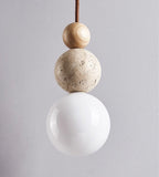 Travertine Stone Pendant Light – Natural Lava Rock Hanging Lamp | Modern Rustic Interior Lighting