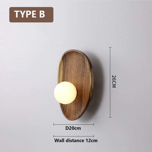 OakAura Wall Light – Natural Wood LED Sconce | Scandinavian Rustic Accent Lighting