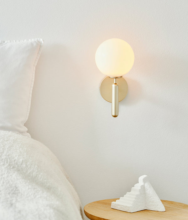 Nordelle Glass Wall Light – Scandinavian Brass Sconce | Minimalist Luxury Accent Lighting