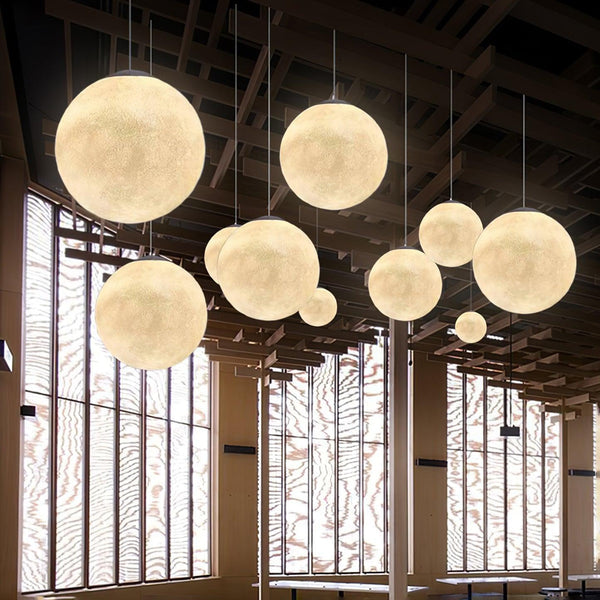 Moon Pendant Light – Modern Moon-Inspired Hanging Lamp | Integrated LED Ambient Lighting