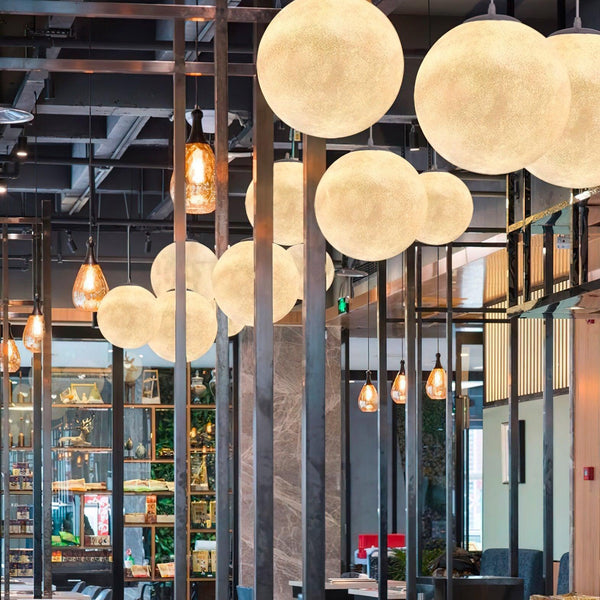 Moon Pendant Light – Modern Moon-Inspired Hanging Lamp | Integrated LED Ambient Lighting