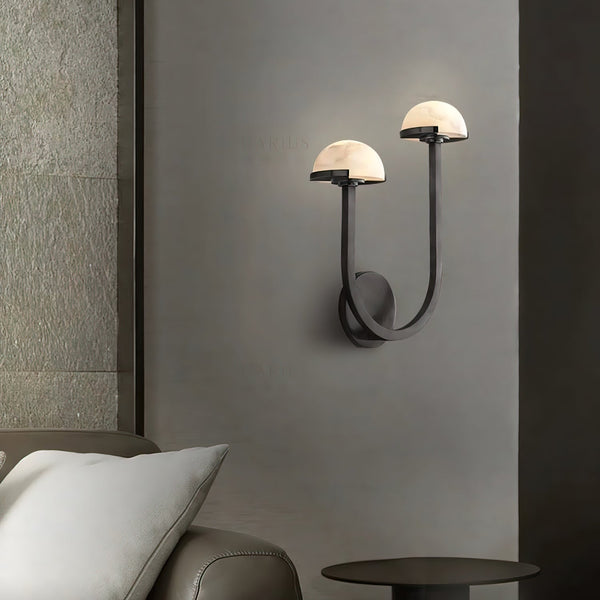 AlbaMush Alabaster Wall Light – Luxury Stone Sconce | Organic Designer Ambient Lighting
