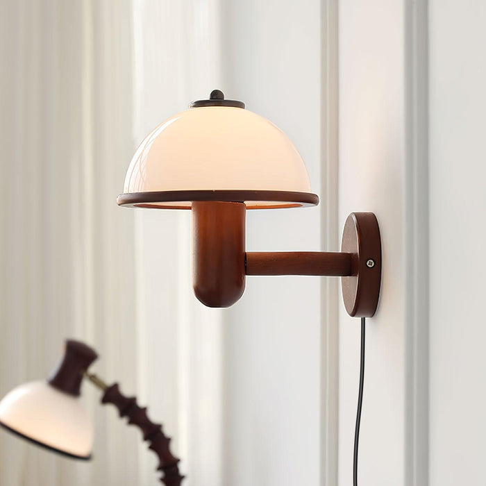 OakMoss Mushroom Wall Light – Nordic Wooden Sconce | Contemporary Natural Accent Lighting
