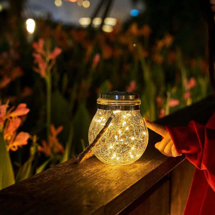 CrystalGlow Solar Garden Light – Decorative Outdoor Glass Lantern | Elegant Ice-Effect Illumination