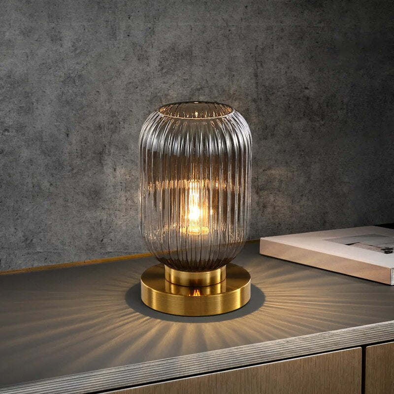 AuroraGlass Table Lamp – Modern Glass Accent Light | Scandinavian Designer Lighting for Elegant Interiors