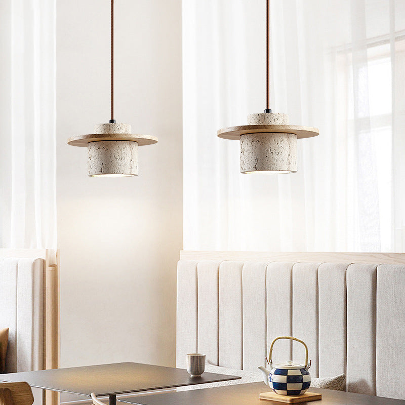 Travora Stone Pendant Light – Natural Travertine Hanging Lamp | Wabi-Sabi Ceiling Lighting for Refined Interiors