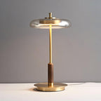 Aurevo Glass Table Lamp – Contemporary Warm LED Lighting | Luxury Wooden Accent Design