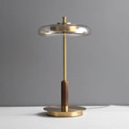 Aurevo Glass Table Lamp – Contemporary Warm LED Lighting | Luxury Wooden Accent Design