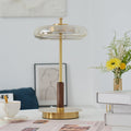 Aurevo Glass Table Lamp – Contemporary Warm LED Lighting | Luxury Wooden Accent Design