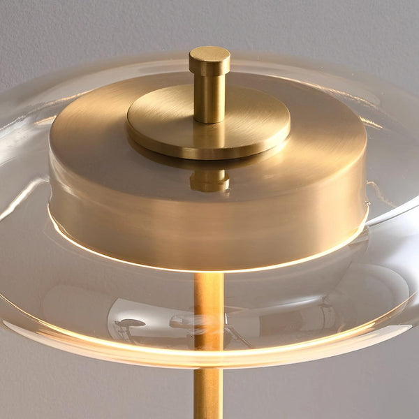 Aurevo Glass Table Lamp – Contemporary Warm LED Lighting | Luxury Wooden Accent Design