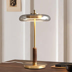 Aurevo Glass Table Lamp – Contemporary Warm LED Lighting | Luxury Wooden Accent Design