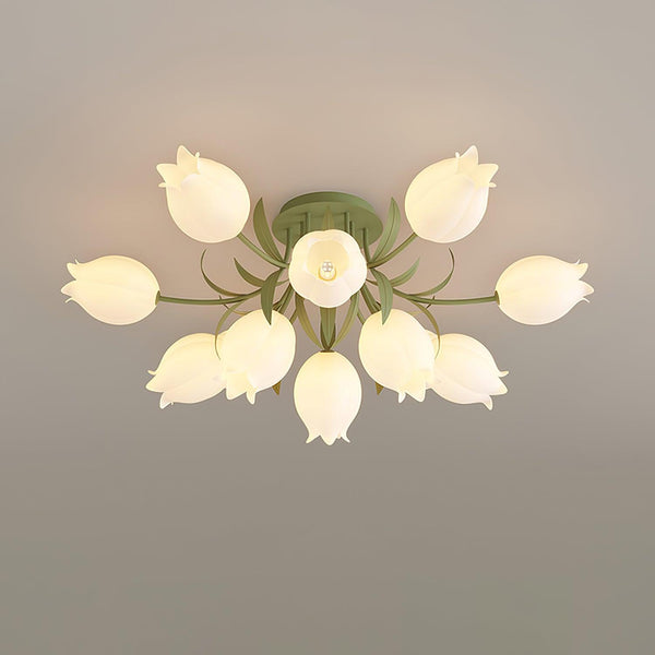 Ricko Floral Ceiling Light – Warm White Lily Blossom Chandelier | Elegant Nature-Inspired LED Ceiling Lamp