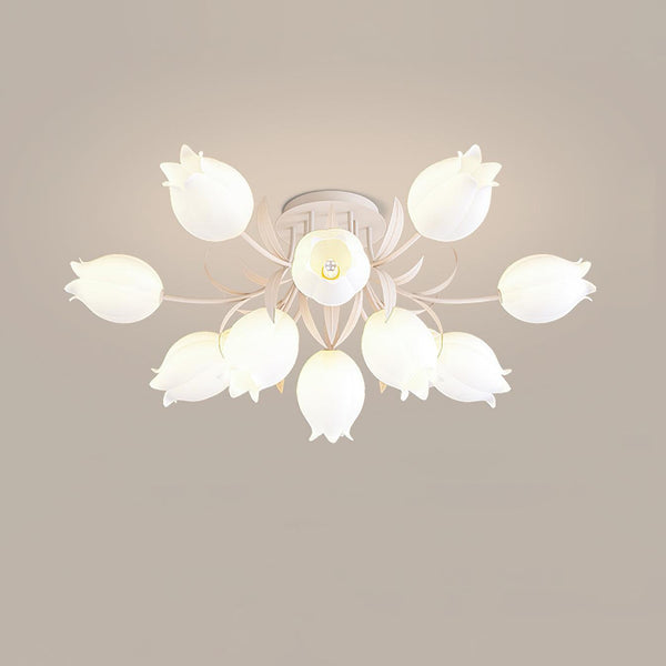 Ricko Floral Ceiling Light – Warm White Lily Blossom Chandelier | Elegant Nature-Inspired LED Ceiling Lamp