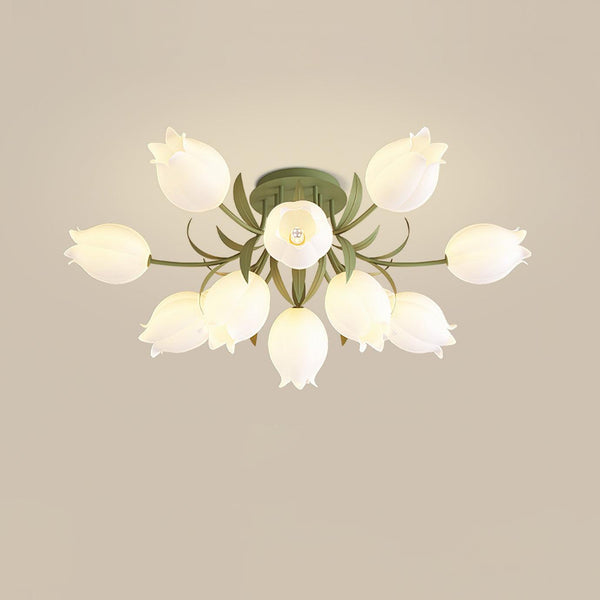 Ricko Floral Ceiling Light – Warm White Lily Blossom Chandelier | Elegant Nature-Inspired LED Ceiling Lamp