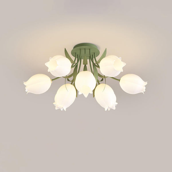 Ricko Floral Ceiling Light – Warm White Lily Blossom Chandelier | Elegant Nature-Inspired LED Ceiling Lamp