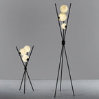 LunaGlow 3D Moon Floor Lamp – Modern LED Tripod Lamp with Satin Glass Globes