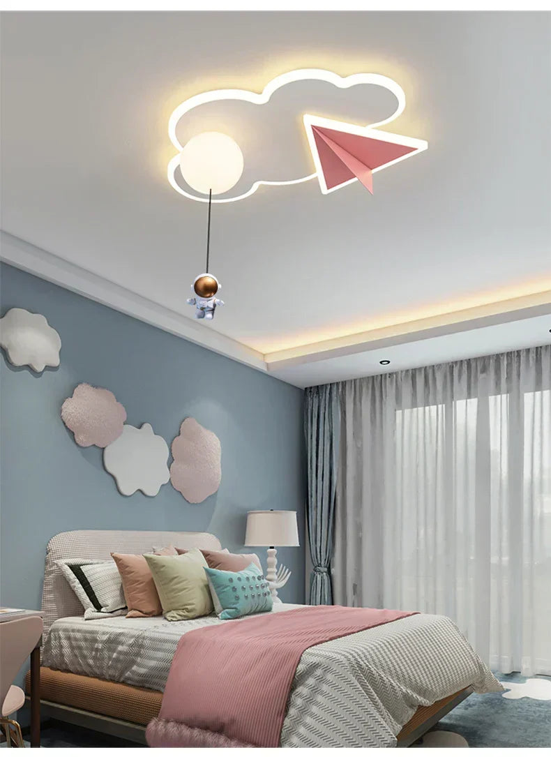 Astrova Cloud Ceiling Light – LED Astronaut Ceiling Lamp | Dimmable Kids Room Lighting with Remote Control