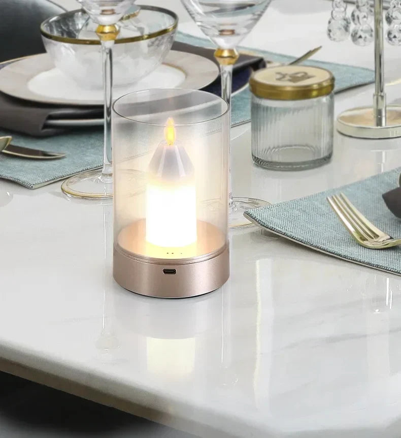 EmberGlow Rechargeable Flame Lamp – USB-C Touch Sensor Night Light | Dimmable LED Ambient Lighting