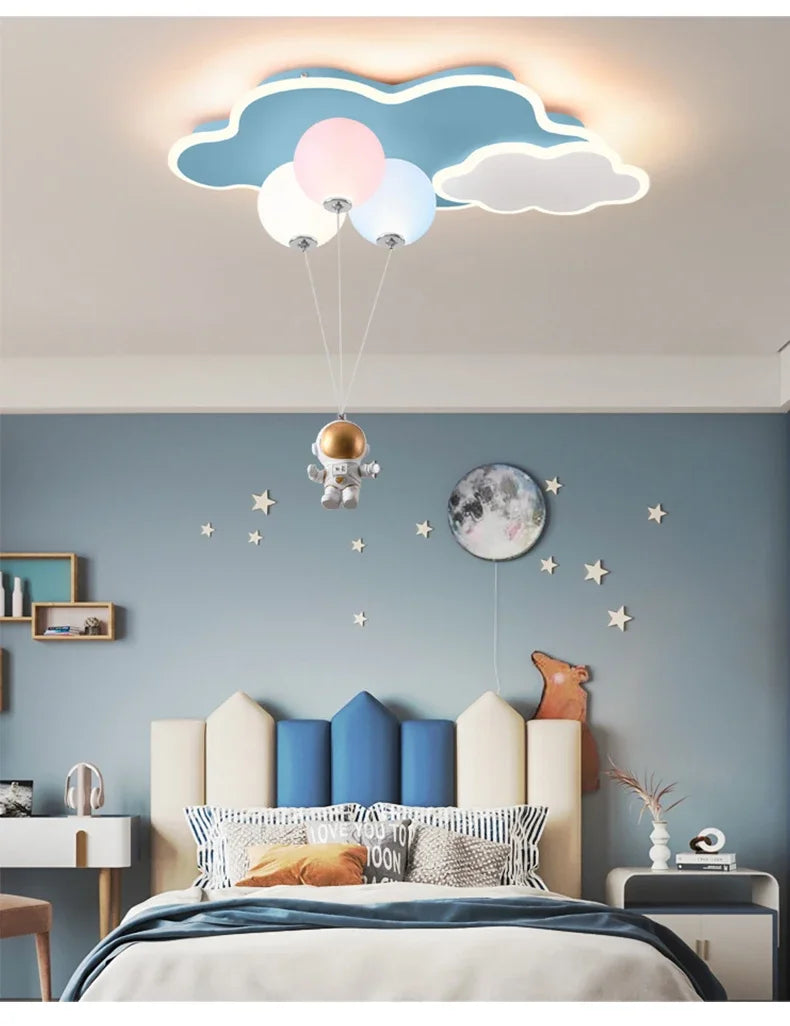 Cosmolume Cloud Pendant Light – Nordic Astronaut LED Hanging Lamp | Playful Designer Lighting for Kids’ Rooms