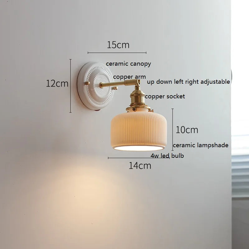 Aurelle Ceramic Wall Light – Adjustable E26 Wall Lamp | Contemporary Copper Lighting | Elegant Interior Illumination