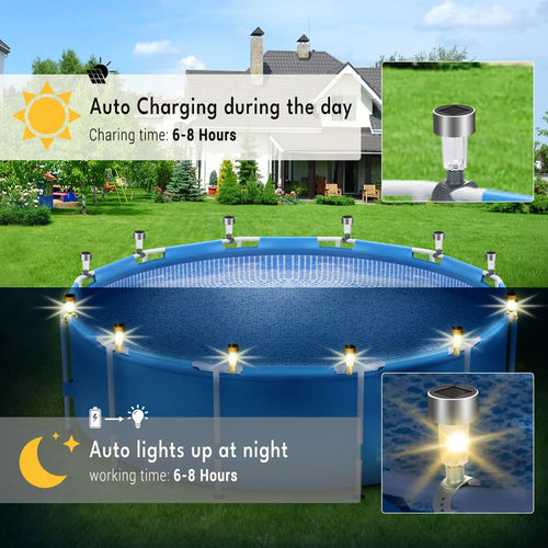 AquaGlow Solar Pool Lights Set of 6 – Waterproof Warm White LED Pool & Garden Lighting | Wireless Outdoor Ambience