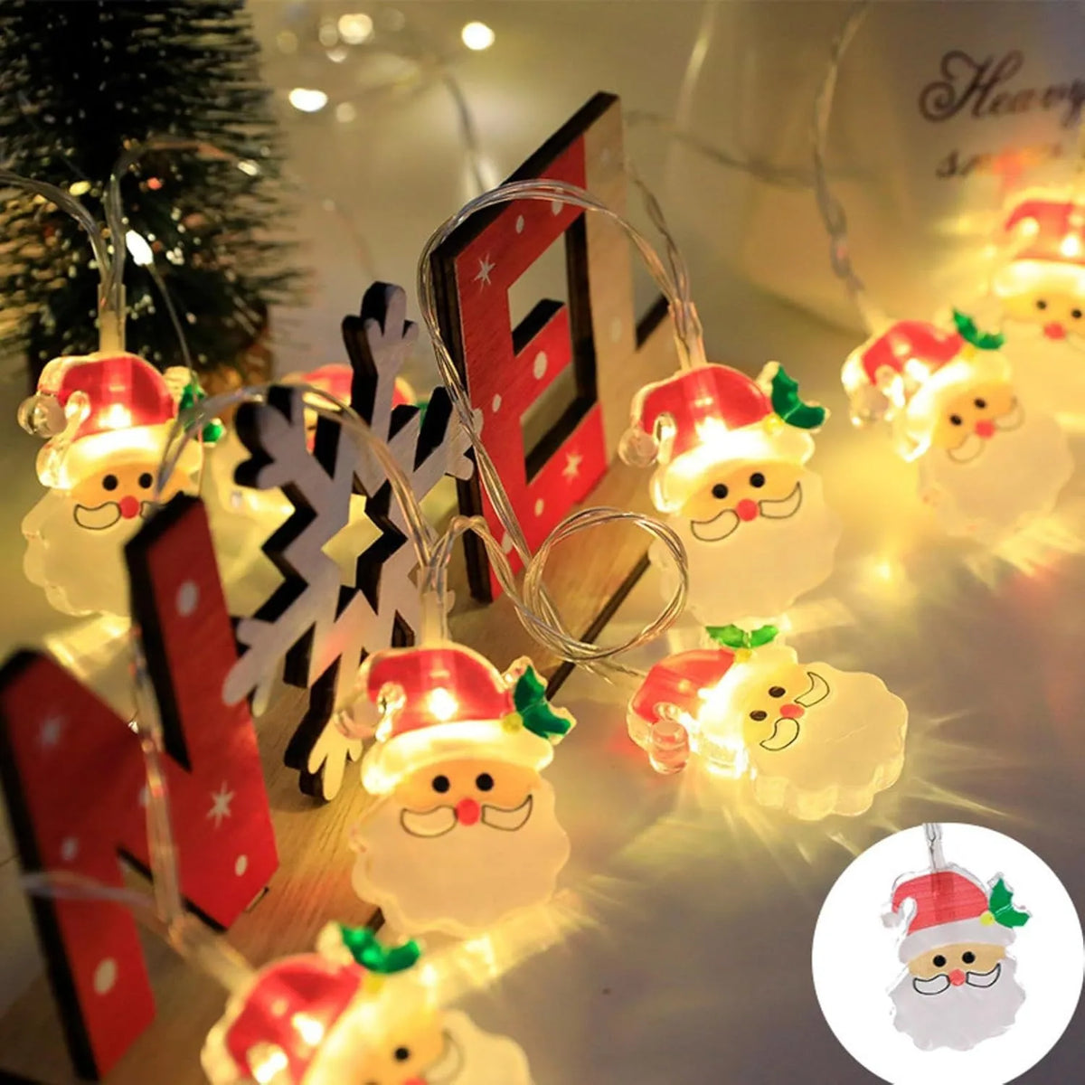 LumiJoy Christmas LED String Lights – Santa, Snowman & Christmas Tree Decorative Fairy Lights
