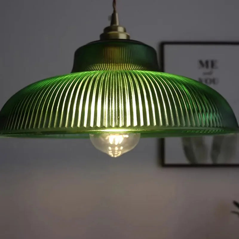 Verdelume Pendant Light – Vintage Green Glass Hanging Lamp | Retro Ambient Lighting for Timeless Interiors