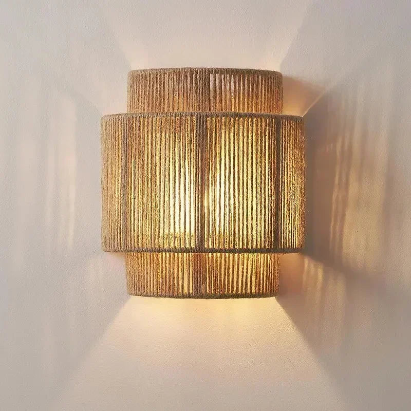 MoriRope Wall Light – Handcrafted Hemp Rope Wall Lamp | Rustic Ambient Lighting | Natural Artisan Décor