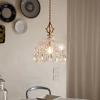 French Crystal Glass Pendant Light – Luxury Gold LED Chandelier | Elegant Ambient Lighting | Vintage-Inspired Statement Piece