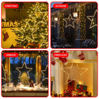 StellaLicht Christmas Window Star Lights – Set of 3 LED Stars with 8 Lighting Modes for Indoor & Outdoor Decoration