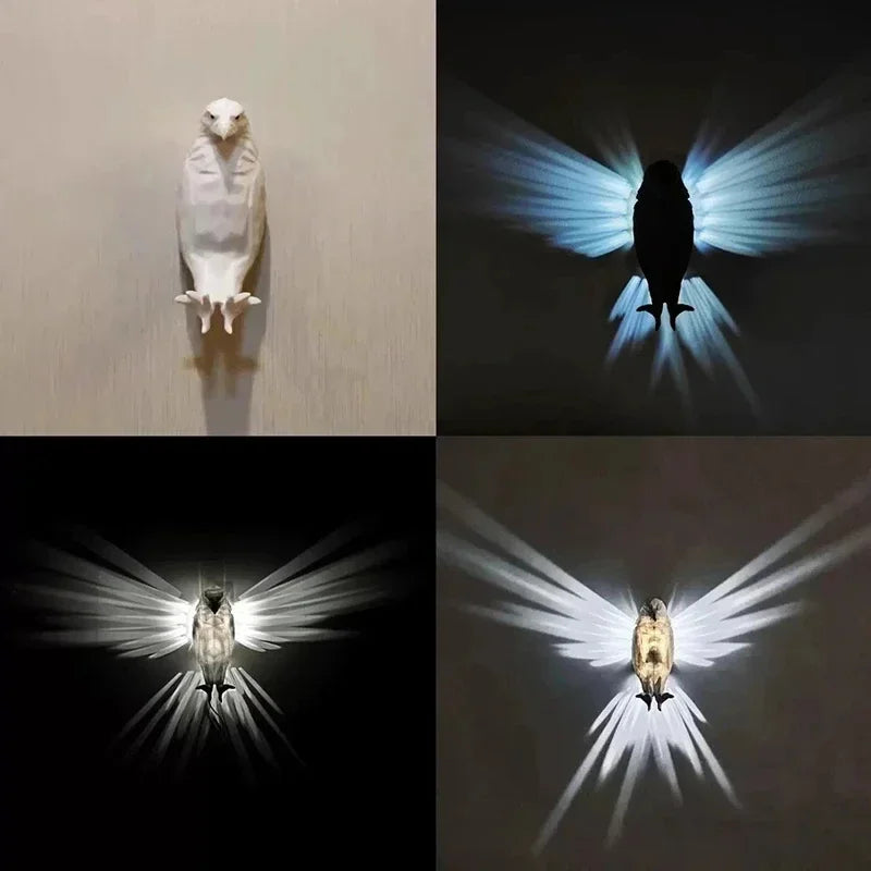 3D Bird Projection Wall Light – Modern Animal Wall Sconce | Decorative Ambient Lighting | Owl & Eagle Designer Fixture