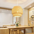 Kiyora Bamboo Pendant Light – Handwoven Asian Hanging Lamp | Natural Japandi Lighting for Calm Interiors