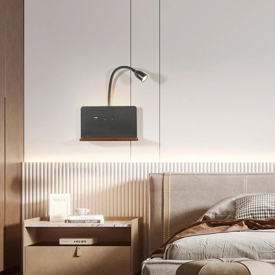 LumiCharge Smart Wall Light – Wireless Charging Sconce | Modern Bedside LED Lighting