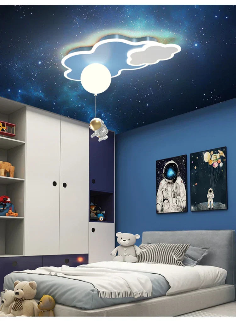 Astrova Cloud Ceiling Light – LED Astronaut Ceiling Lamp | Dimmable Kids Room Lighting with Remote Control