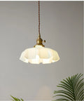 Cream Petal Glass Pendant Light – Scandinavian E26 Ceiling Lamp | Elegant Ambient Lighting | Contemporary Dining Room Feature