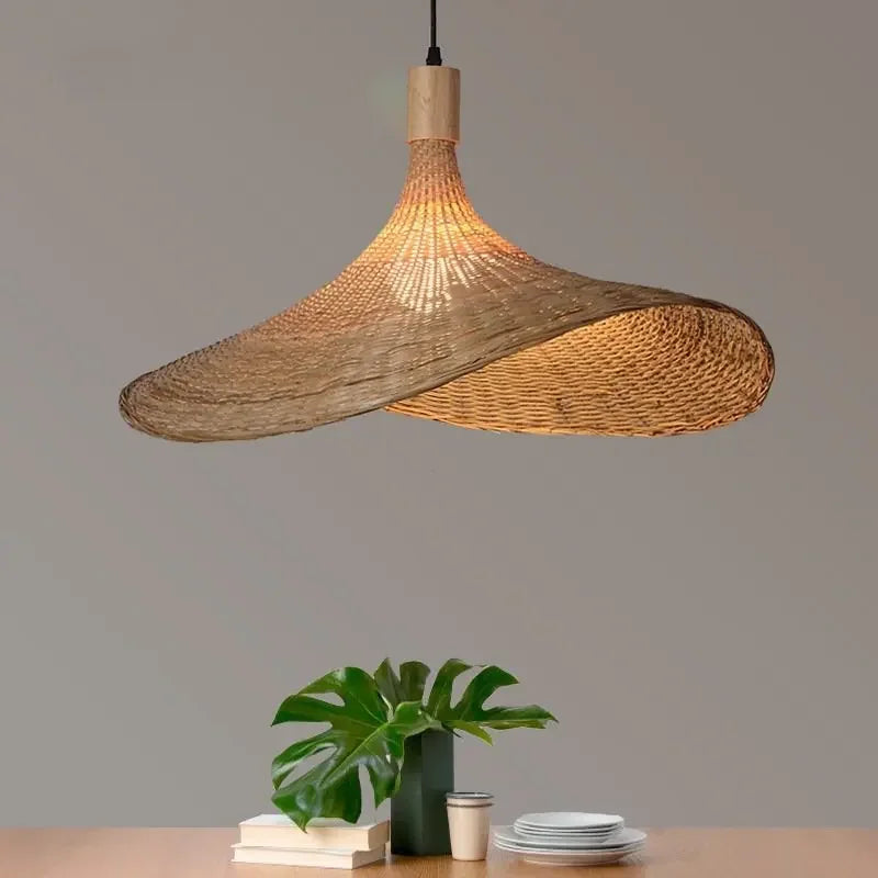 Kiyora Bamboo Pendant Light – Handwoven Asian Hanging Lamp | Natural Japandi Lighting for Calm Interiors